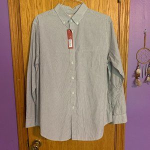 NWT Merona Grey White Vertical Stripe Button Shirt